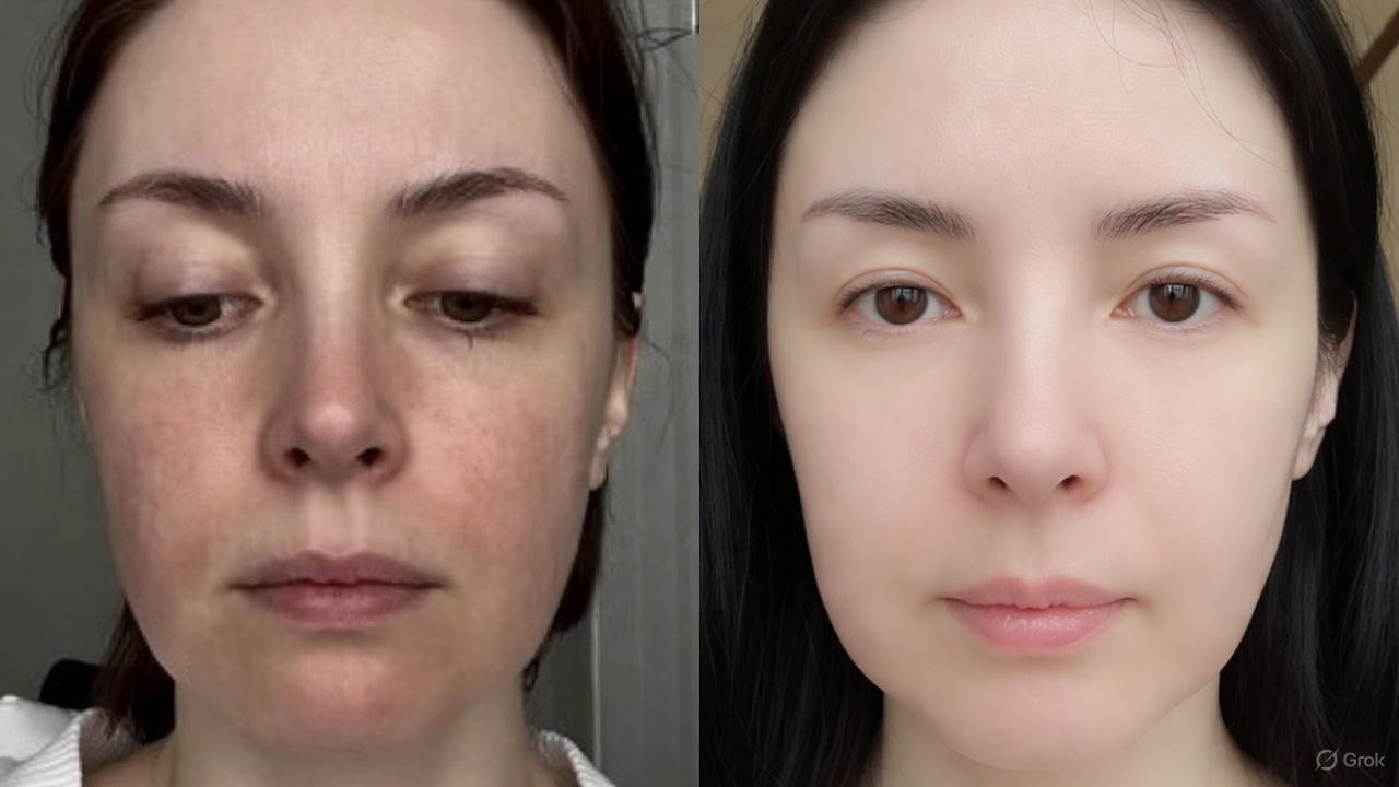 Trattamento con olio di ricino e bicarbonato di sodio prima e dopo