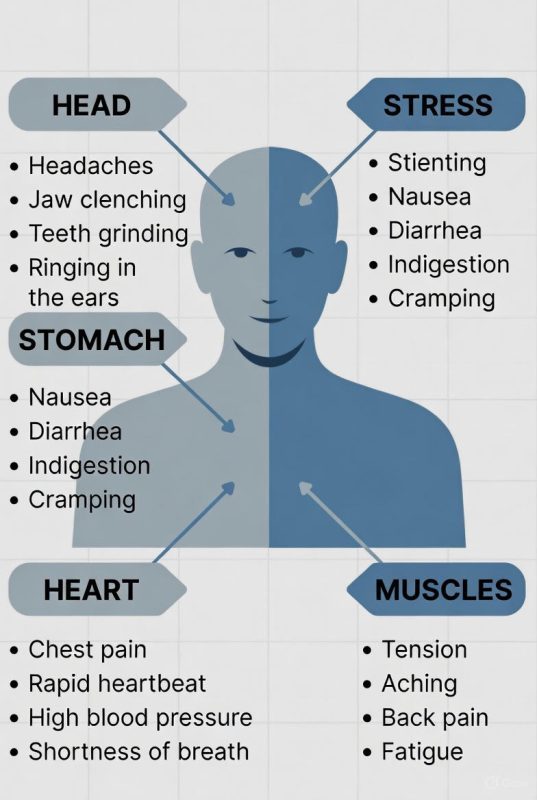 come lo stress si manifesta nel corpo - sintomi fisici da riconoscere